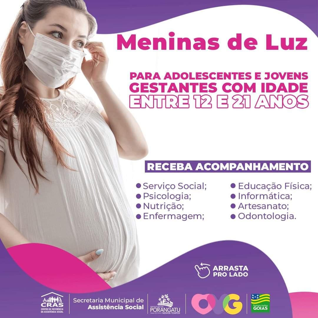 CRAS – CENTRO DE REFERÊNCIA DA ASSISTÊNCIA SOCIAL DE PORANGATU, PROMOVE NESTA QUINTA-FEIRA, 24, ENCONTRO COM GESTANTES DO PROGRAMA “MENINAS DE LUZ”