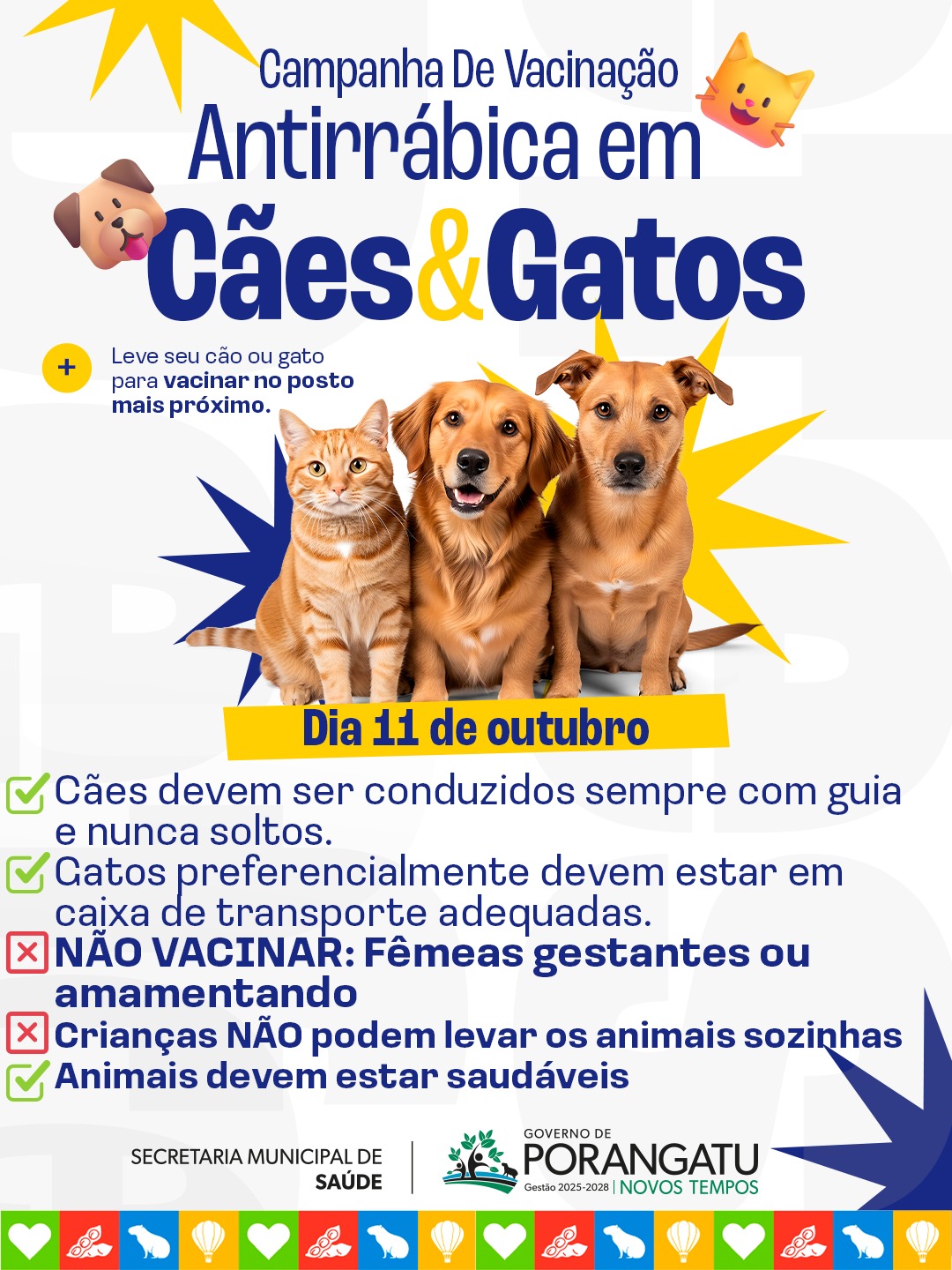 PORANGATU REALIZA CAMPANHA DE VACINAÇÃO ANTIRRÁBICA NESTE SÁBADO, 11 DE OUTUBRO