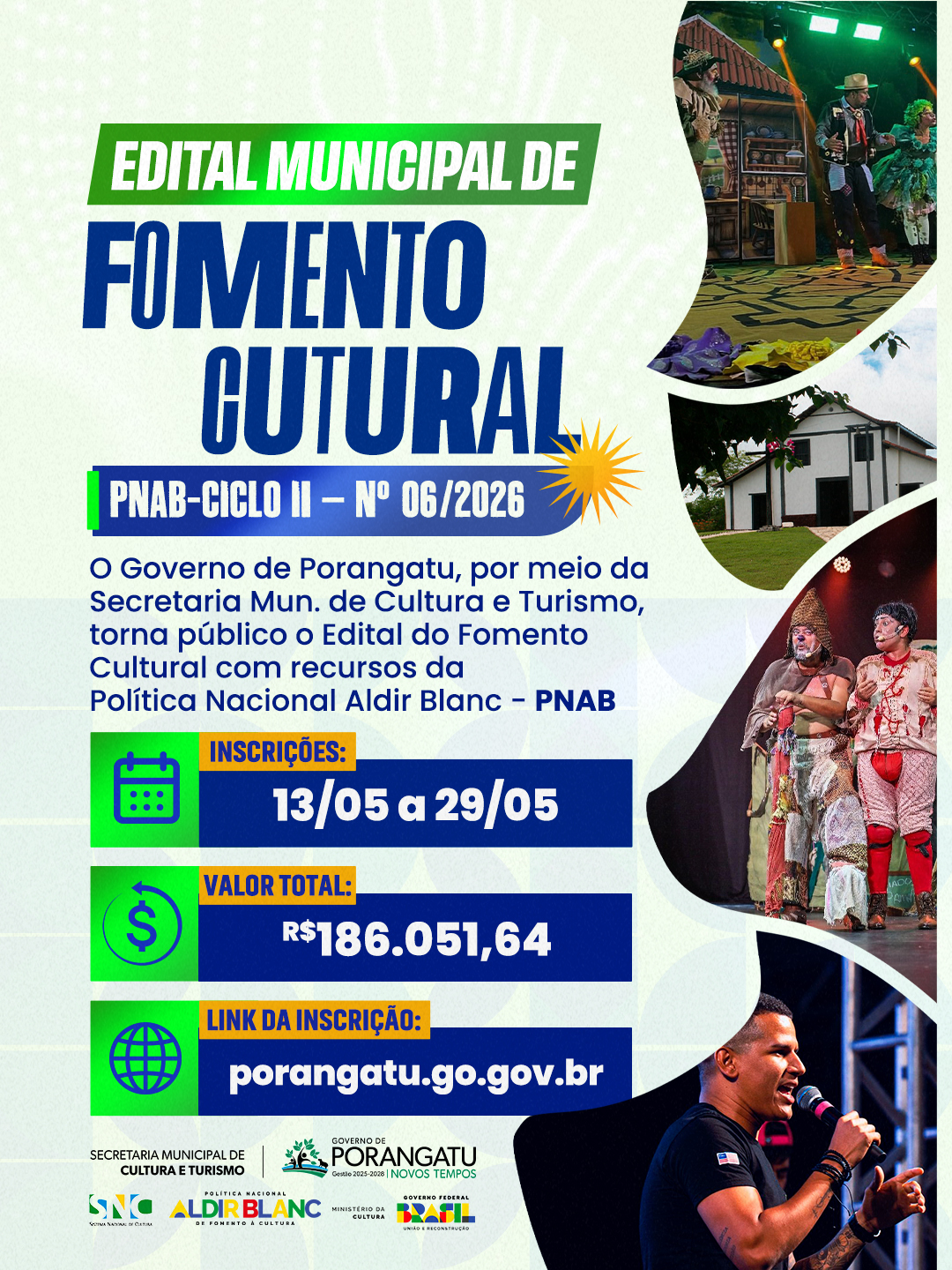 LANÇADO EDITAL MUNICIPAL DE FOMENTO CULTURAL COM RECURSOS DA POLÍTICA NACIONAL ALDIR BLANC